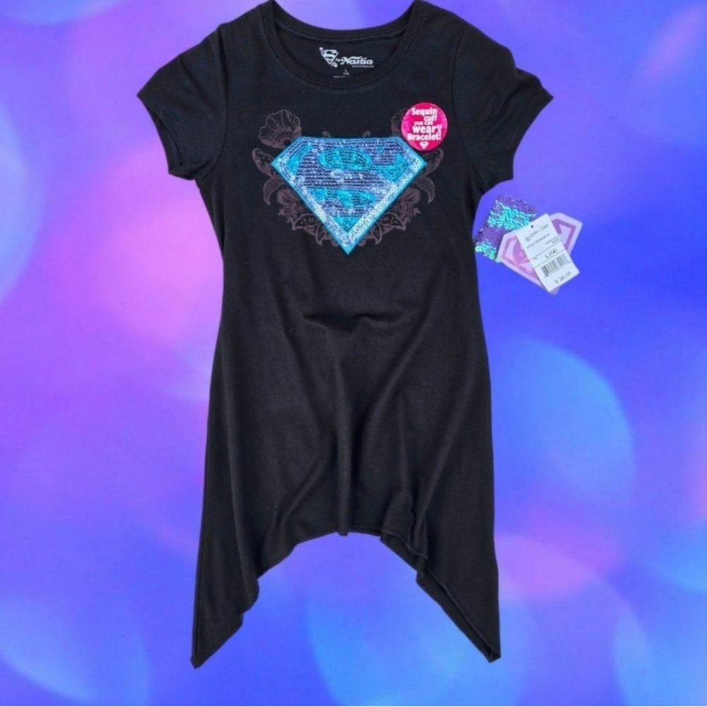 Girls Size 14 "Supergirl" by Nastia Sequin Top ‎ - New!